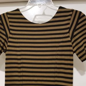 French Connection Black & Gold Striped Dress